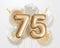 Happy 75th birthday gold foil balloon greeting background.