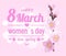 Happy 8 March Pink Banner Vector Illustration