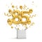 Happy 85th birthday gold surprise balloon and box. 3D Rendering