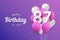 Happy 87th birthday balloons greeting card background.
