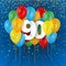 Happy 90th Birthday / Anniversary card with balloons