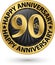 Happy 90th years anniversary gold label, vector