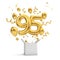 Happy 95th birthday gold surprise balloon and box. 3D Rendering