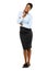 Happy African American businesswoman full length portrait on white