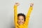 Happy African American child boy having fun on white background