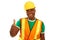 Happy african american construction giving thumbs up