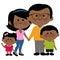 Happy African American family. Two parents and their children. Vector illustration.