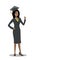 Happy african american female graduate in cloak and graduation c