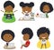 Happy African-American girls learn and do homework by computer