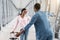 Happy African American Woman Meeting With Boyfriend In Airport Terminal After Arrival