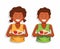 Happy african children holding food, world hunger donation fund symbol character set vector