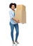 Happy african young woman with parcel boxes