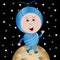 Happy Alien in Outer Space Cartoon Character