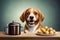 Happy Amazed Excited Dog Eating Icecream, Technology. Generative AI