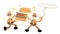happy america cowboy and eat burger fast food cartoon doodle flat design vector illustration