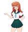 Happy anime manga girl with red hair