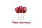 Happy anniversary with balloons greetings card. Simple vector image