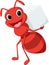 Happy ant cartoon carrying sugar