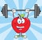 Happy Apple Character Lifting Weights