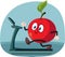 Happy Apple Running on a Treadmill Vector Cartoon Illustration
