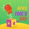 Happy april fools day illustration with surprise box and boxing glove vector