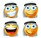 Happy arab emoticons vector set. Saudi arab emoji face and emoticons in laughing, naughty, smiling and happy facial expression.