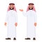 Happy arab man in national clothes on white background. Vector i