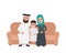 Happy arabic family sitting on the sofa