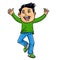 Happy asian boy character expression cartoon.