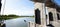 Happy asian boy jumping of concrete spillway into the canal on a hot summer day