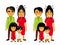 Happy asian family in national dress. Ethnic. Children and parents. Parenting. Father, mother, kids, son, daughter. Dad