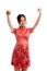 Happy Asian girl in chinese cheongsam dress