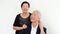 Happy Asian senior couple, family business owner partner portrait together
