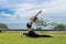 Happy Asian woman wearing black sport wear practice yoga Pigeon pose