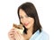 Happy Attractive Young Woman Eating a Donner Kebab