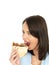 Happy Attractive Young Woman Eating a Donner Kebab