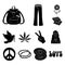 Happy and attribute black icons in set collection for design. Happy and accessories vector symbol stock web illustration