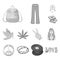 Happy and attribute monochrome icons in set collection for design. Happy and accessories vector symbol stock web