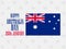 Happy Australia day 26 january. Text with Australia flag pattern for greeting card. Vector