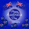 Happy Australia Day festive background with flag and balloon.