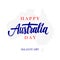 Happy Australia Day greeting card with calligraphic element. Creative typography for holiday greetings.