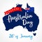 Happy Australia Day lettering on map, greeting card