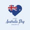 Happy Australia Day Poster with australian heart flag icon vector