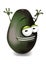 Happy avocado cartoon character laughing joyfully