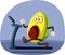 Happy Avocado Mascot Running on a Treadmill Vector Cartoon