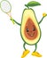 Happy avocado tennis player