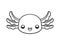 Happy axolotl head cartoon black and white outline vector illustration