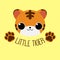 Happy baby cartoon tiger head emblem