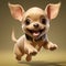 Happy Baby Chihuahua Running - Realistic 3d Render