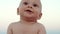 Happy baby face. Baby smiling portrait. Portrait of kid smiling. Infant baby boy